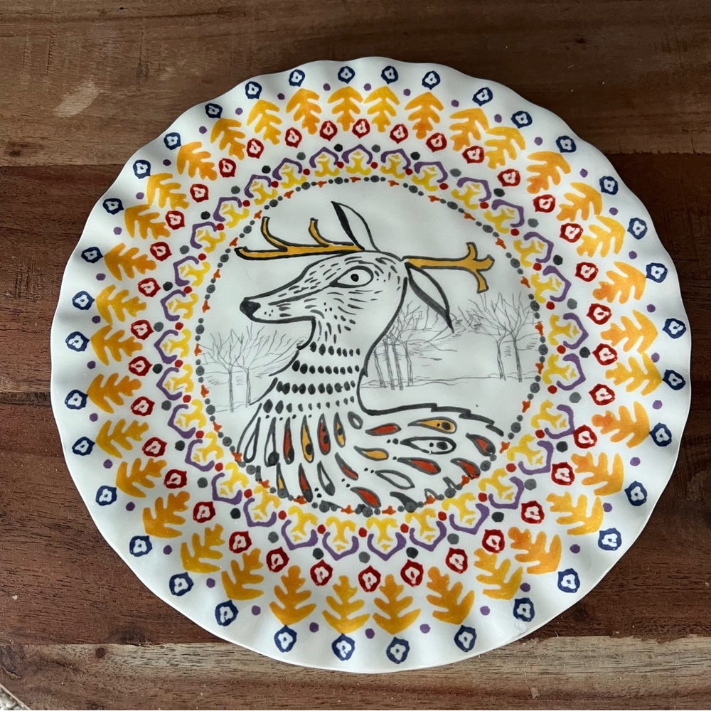 Anthropologie Tula Earthenware Forest Fable - Deer Plate